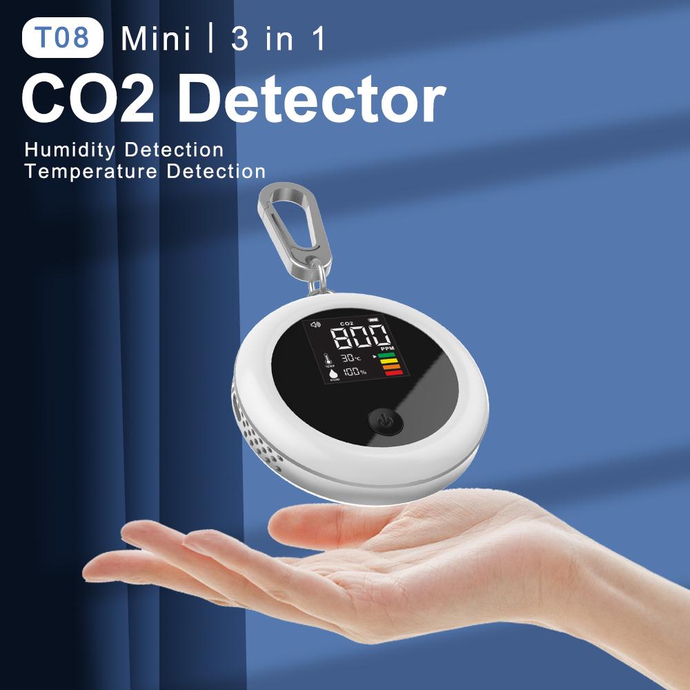 Portable Carbon Dioxide Tester 3 In 1 CO2 Temperature Humidity Detector LCD Rechargeable Air