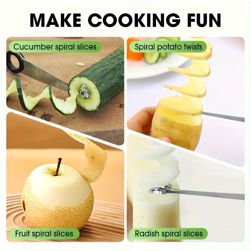 Manual Vegetable Spiral Cutter - Stainless Steel Handheld Slicer with Curved Design, Suitable for Even Cutting of Potatoes