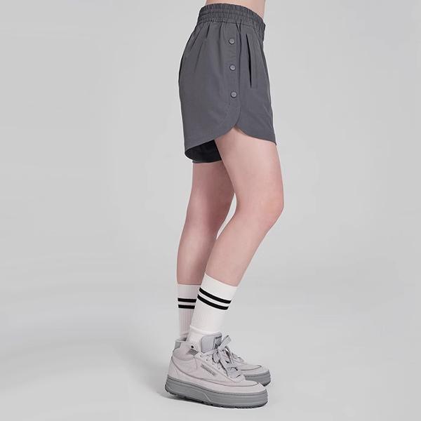 Reebok Solid Color Running Elastic Woven Sports Shorts Women Shorts Charcoal-Black 24SRC608WGH1