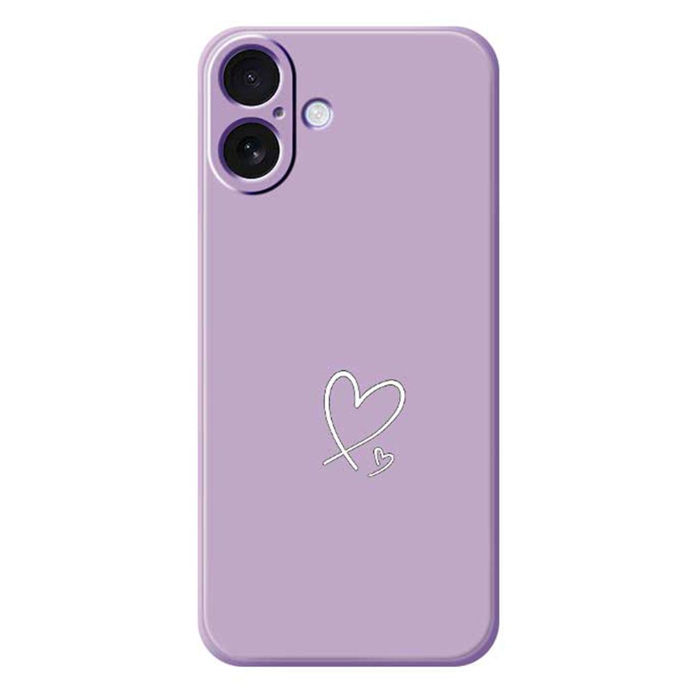 For iPhone 17 Case White Love Pattern Printing Straight Edge TPU Phone Back Cover
