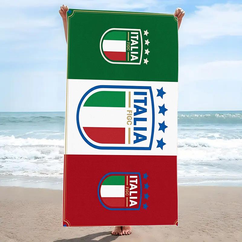 Italy National Football Print Beach Towel, Large Soft Quick Dry Towel for Beach Camping Swimming