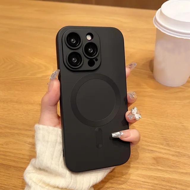 

Для Magsafe Magnetic Wireless Charger Phone Case для iPhone 16 15 14 Plus 13 12 11 Pro Max Мягкий силиконовый стеклянный защитный чехол для объектива iPhone 13 чёрный