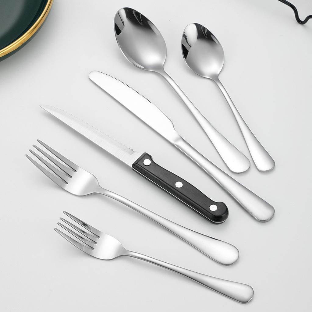 24pcs Stainless Steel Tableware Set Food Grade Tableware Fork and Spoon Set Mirror Finished Utensil Sets