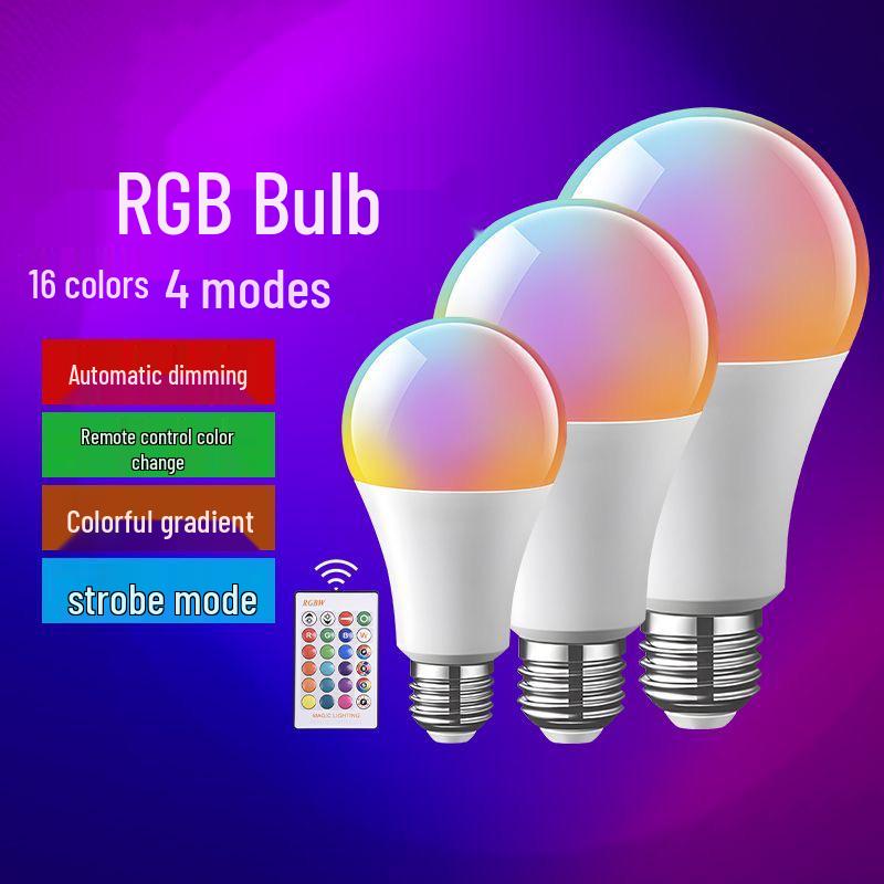 

Лампочка A60 RGB: 16-цветный светодиод с пультом, диммируемый атмосферный глобус для декора гостиной 16-color A60 bulb RGB + remote