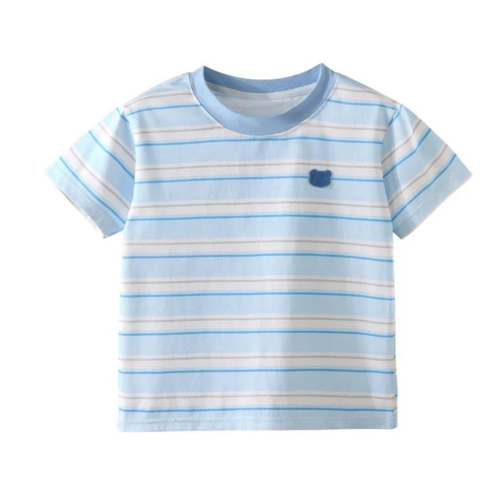 

Summer Striped Printed Short Sleeved T-shirt Girls Clothes Fashion New Color Blocked Children s Casual Top Boys Girls Clothes 110