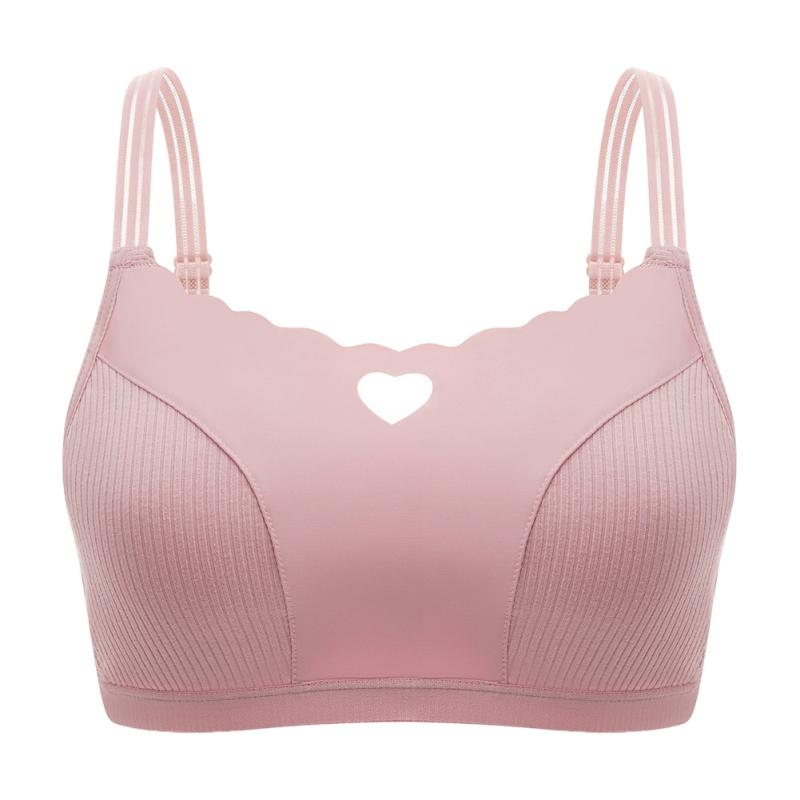 Women Heart Hollow Out Bra Breathable Gathered Bra