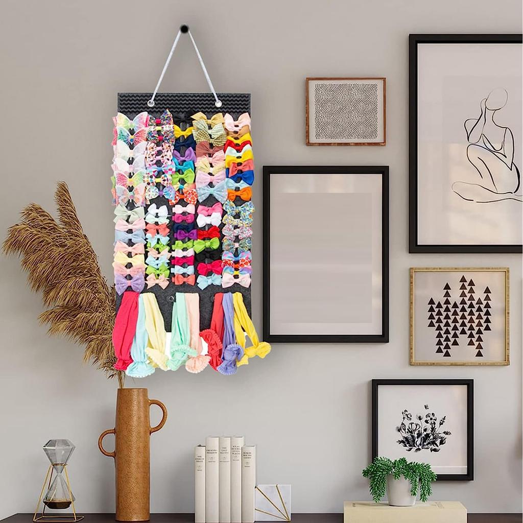 Hair Bows Organizer Large Capacity Headband Holder Wall Hanging Hair Clip Storage Hanger Space Saving Hair Girls Wall Decor