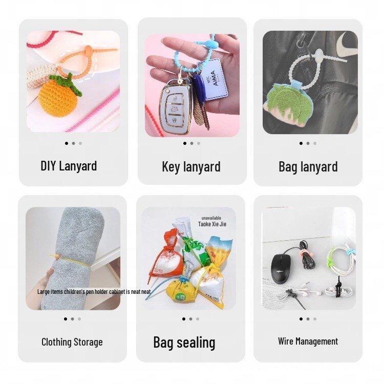 Colorful Self-Locking Silicone Cable Tie Keychain & Ornament Set