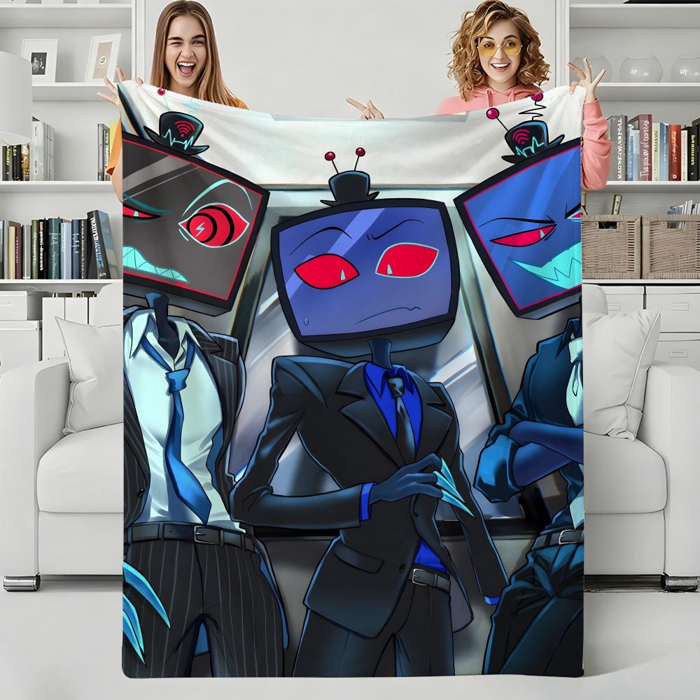 Animation H-HazbinHotel Throw Flannel Blanket Perfect for Sofa Office Bed Travel Sleep Read Relax Camping four season use