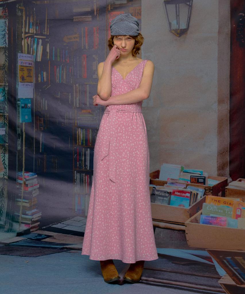 Lulu Seoul Sunday Floral Slim Dress (Scarf Set / Pink)