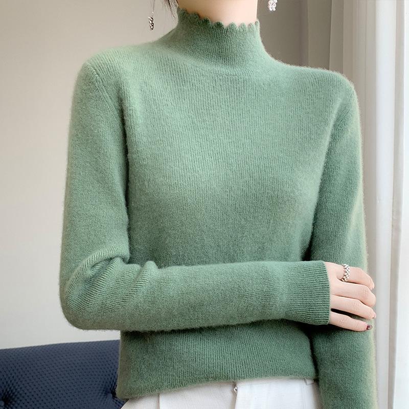 

Мягкая восковая кружевная водолазка-основа для женской осени и зимы с мехом внутри пальто, свитер-топ, вязаный свитер XXL