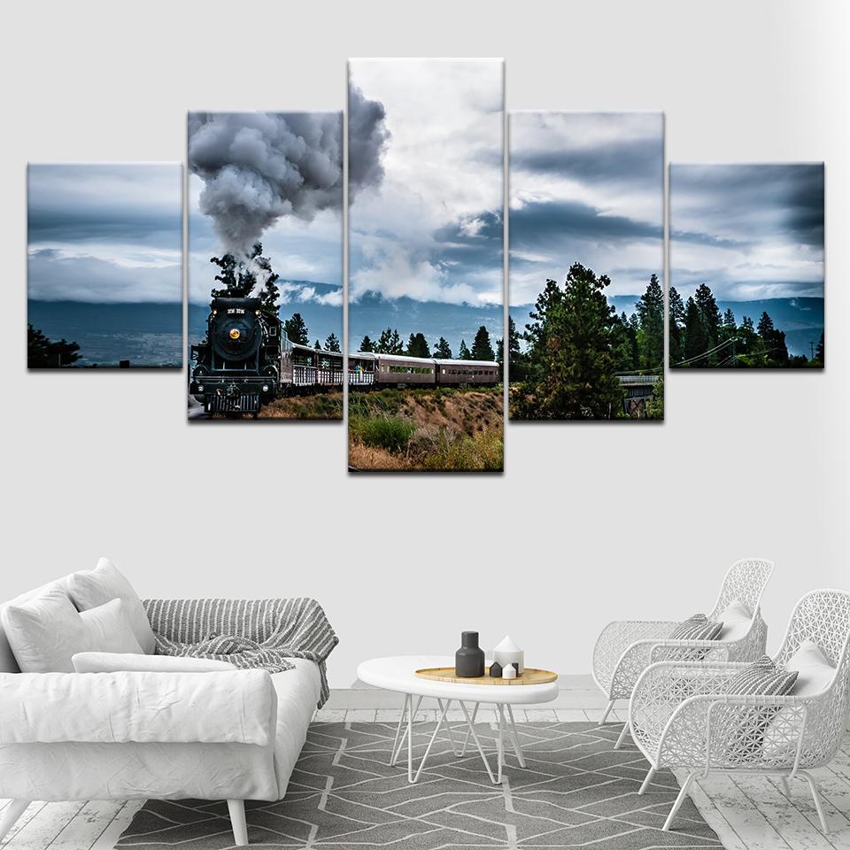 

Canvas Painting Funny Train Steam Wall Art Pictures 5 Pieces Modular Wallpapers Poster Print living room Home Decor 20x35 20x45 20x55cm