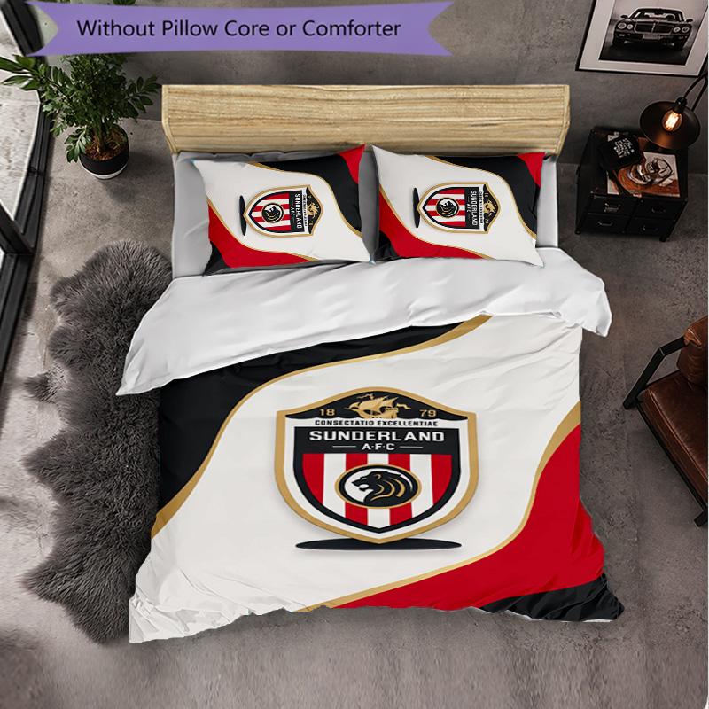 Set Biancheria da Letto a 3 Pezzi Sunderland Football Morbido Set Copripiumino con Federe Set Decorazione Camera da Letto per la Casa