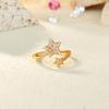 Zircon Star Ring for Women Stainless Steel Sparkle Double Stars Gold Color Ring Wedding  Couple Jewelry Party Gift Anillo