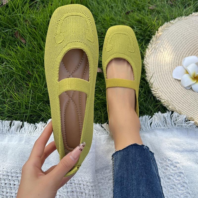 Damen Flats Mode flacher Ausschnitt Einzelner Schuh Designer Quadratische Zehenpartie Lässige Flache Schuhe Weich Bequem Ballerinas für Damen