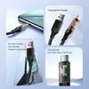 111W Cable 6A Super Fast Charging USB-A To Type-C Nylon Data Cord With Colorful LED Display USB C Cable For Xiaomi Samsung 1Pcs