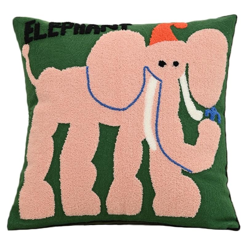 Animal Embroidered Pillow Cover Soft Polycotton Blend Decorative Cushion Cover For Home Office Decoration