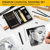 22-Piece Drawing Kit Sketch Pencils Set - Graphite Pencils (6H-10B) Black and White Charcoal Pencil Charcoal Sticks - Drawing Pencil Kit for Artists