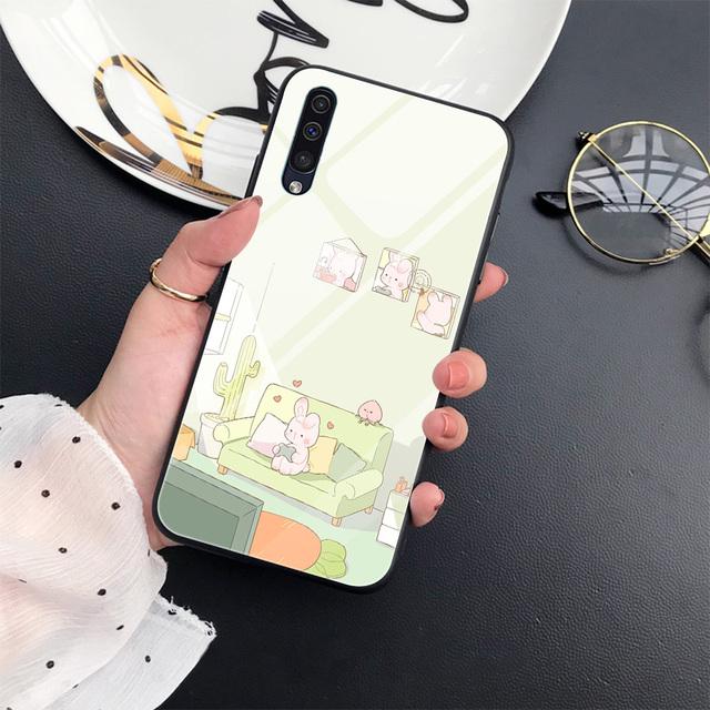 Cute Bear Case For Samsung Galaxy A52 A70 A71 A73 A53 A13 5g A03 A72 A22 A21s A03 Core A42 Tempered Glass Back Shell Covers