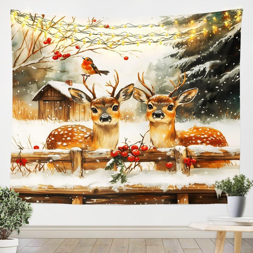 Christmas Tapestry New Year Background Wall Hanging Decoration Fireplace Stockings Gifts Hanging Cloth