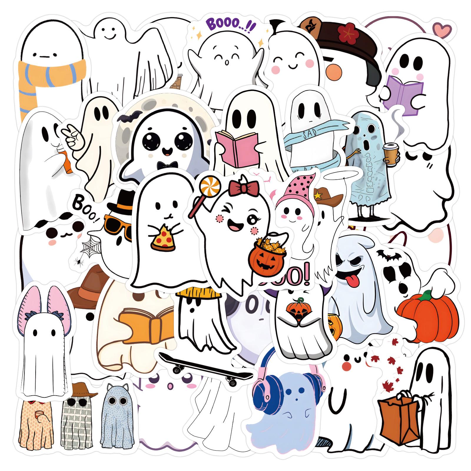 60 Cute Cartoon Ghost Graffiti Stickers for DIY Decor on Water Bottles and Computers