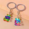 Colorful Resin 3D Bear Keychain Animal Key Ring Pendants for Car Key Holder Women Girls Handbag Charms Decor DIY Jewelry Gifts
