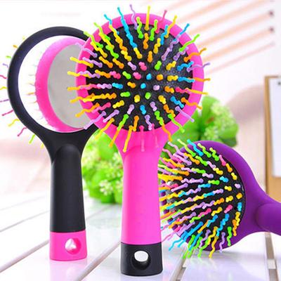 Rainbow Comb Volume Brush Candy Tone Magic Haarbürste mit Spiegel für Haarverwirrung