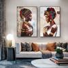 Afrikanska kvinnor Traditionell klänning Väggkonst Canvasmålning Huvudbonad Flicka Posters och utskrifter Bilder för vardagsrum Heminredning