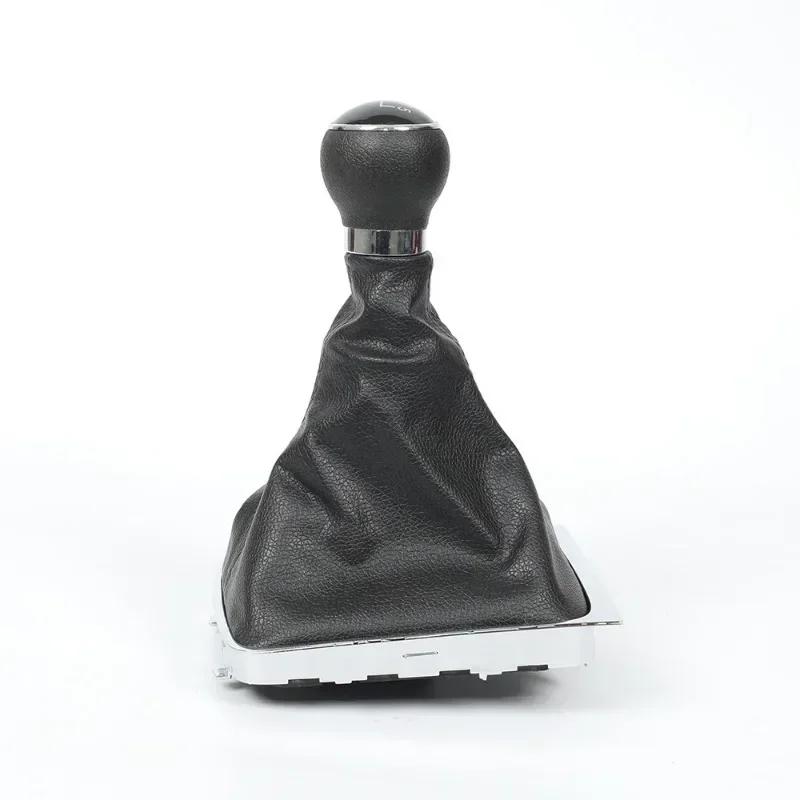 5/6 Växlar För VW PASSAT B6 2005-2012 Manuell Krom Växelspaksknopp Spak Växelspaksmanschett Damask Skydd PU Läder