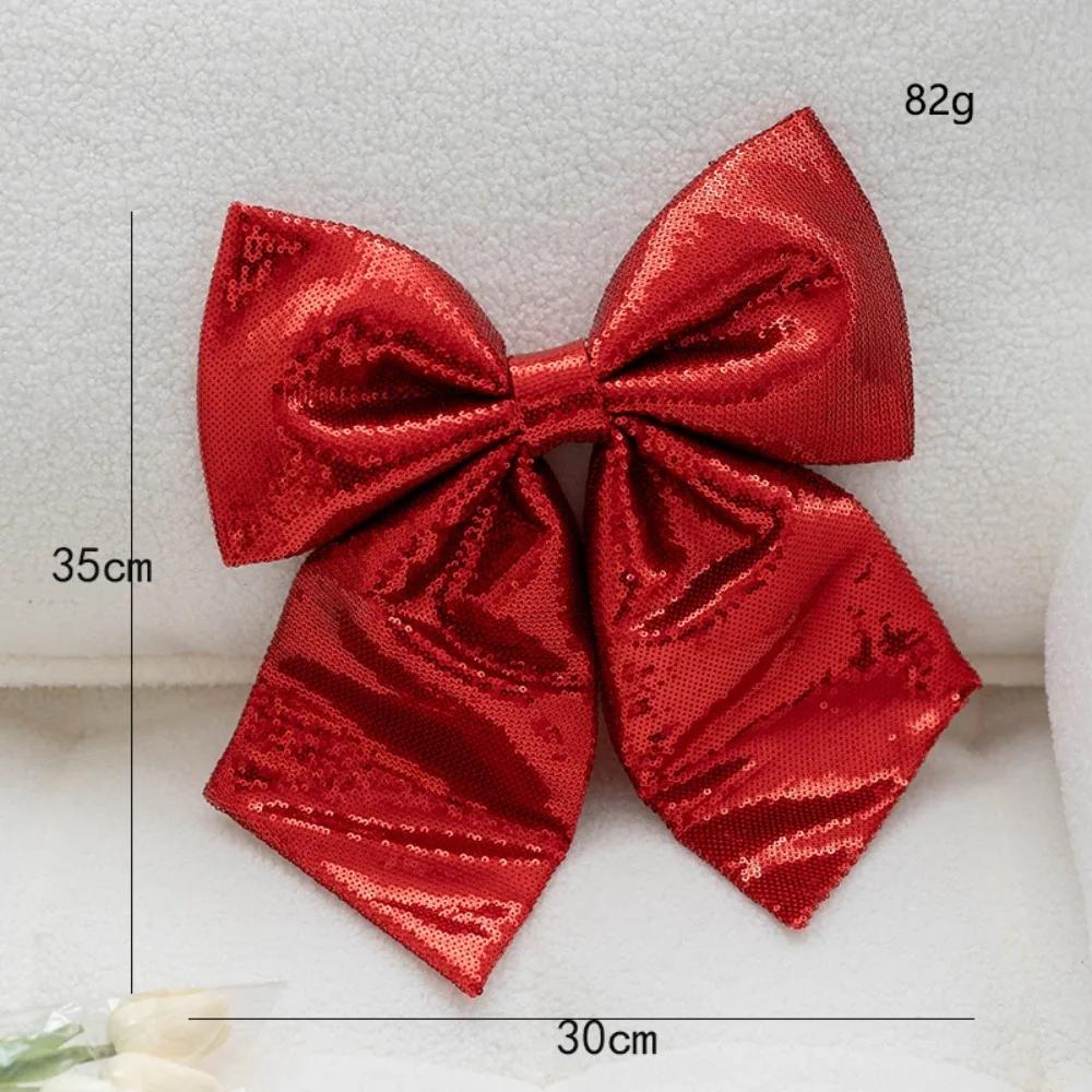 Exquisite Cloth Sequin Fabric Bow No-fading Gold/Pink/Red Hanging Xmas Ornament Christmas Tree Accessories Home Decor