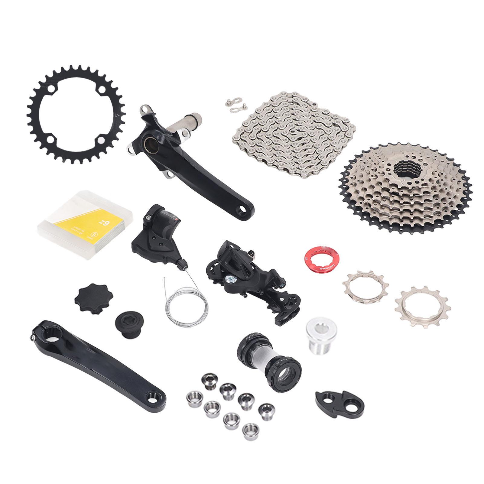 Groupe 9 Vitesses 11 à 40D Cassette de Vélo Manivelle Levier de Vitesse Dérailleur Arrière Kit Chaîne 34T white