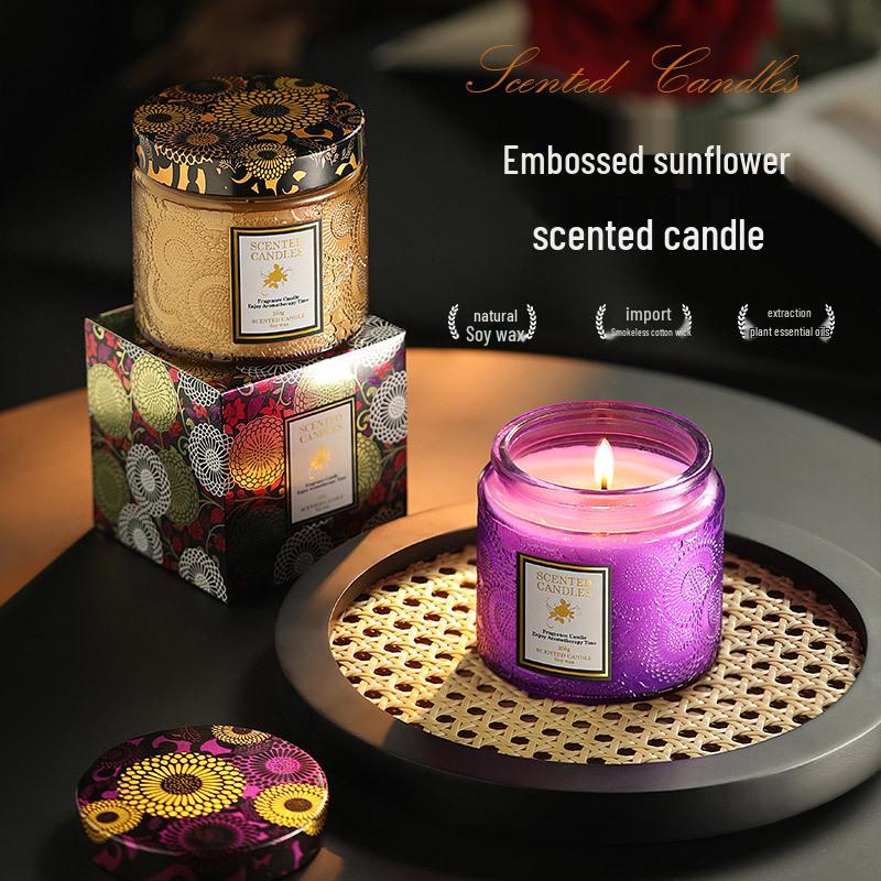 High-End Crystal Embossed Soy Wax Aroma Candle – Smokeless European & American Bestseller Souvenir