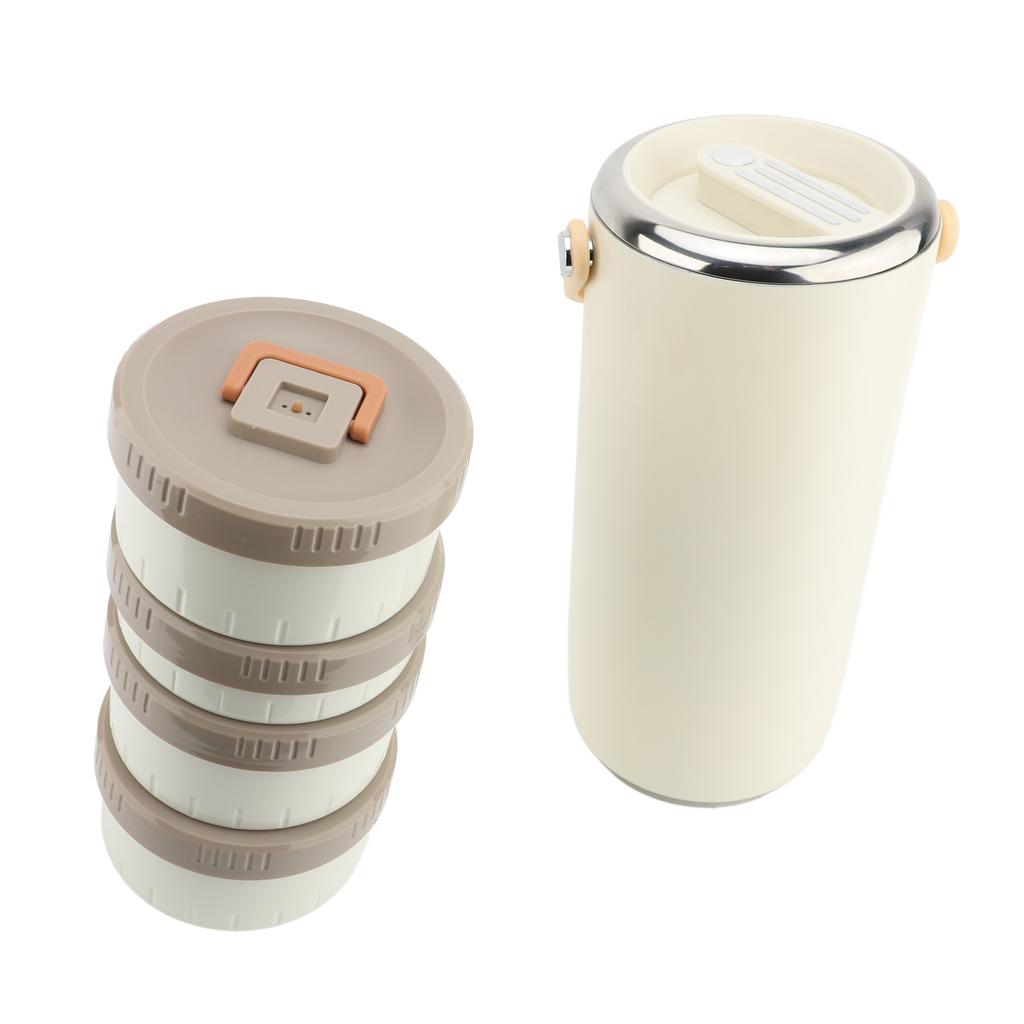 Vacuum Insulated Food Jar 3.4L Stainless Steel Wide Mouth Portable Sealed Leakproof Hot Food Container for Working White