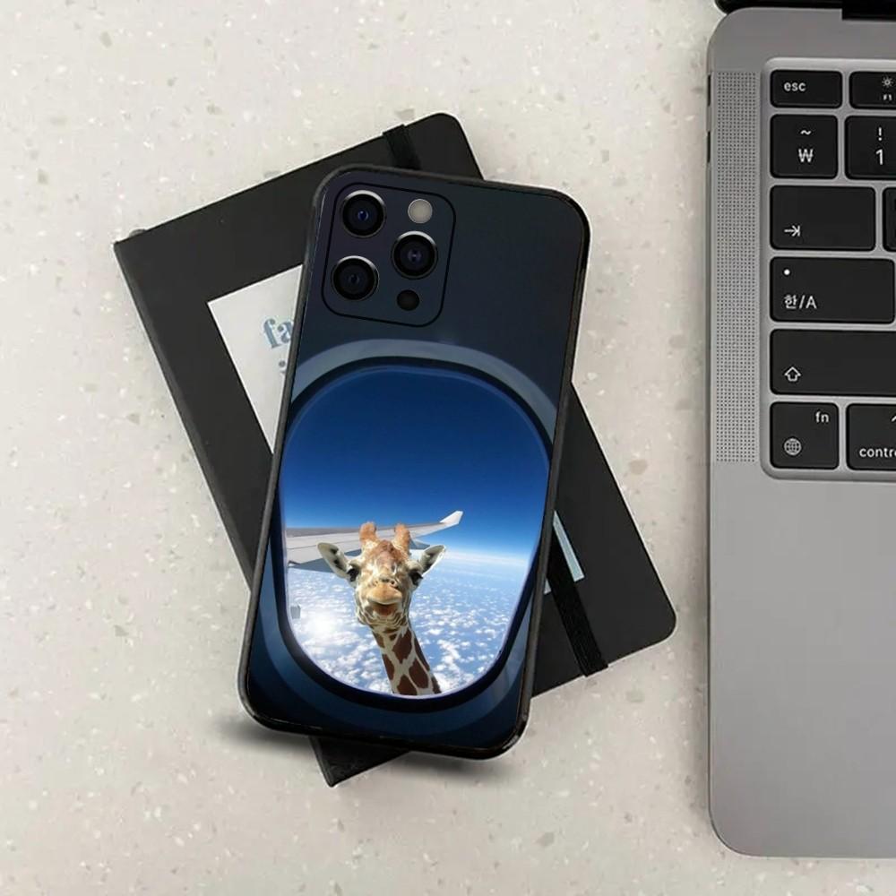Giraffe Animal Funny Phone Case For Apple iPhone 15,14,13,12,11,Pro,X,XS,Max,XR,Plus,Mini Soft Black Cover