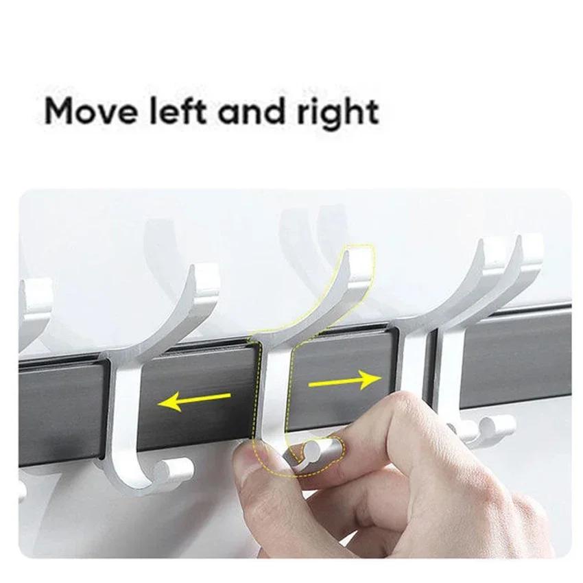 Creative Hook Wall Mounted Coat Hook Bathroom Rack Coat And Hat Free Punching Storage Rack for Clothes Hats Towels Keys