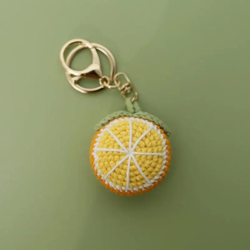 Cute Fruit Series Crochet Keychain Handmaking Knitted Fruit Keyrings For Bag Pendant Keychain Custom Accessories