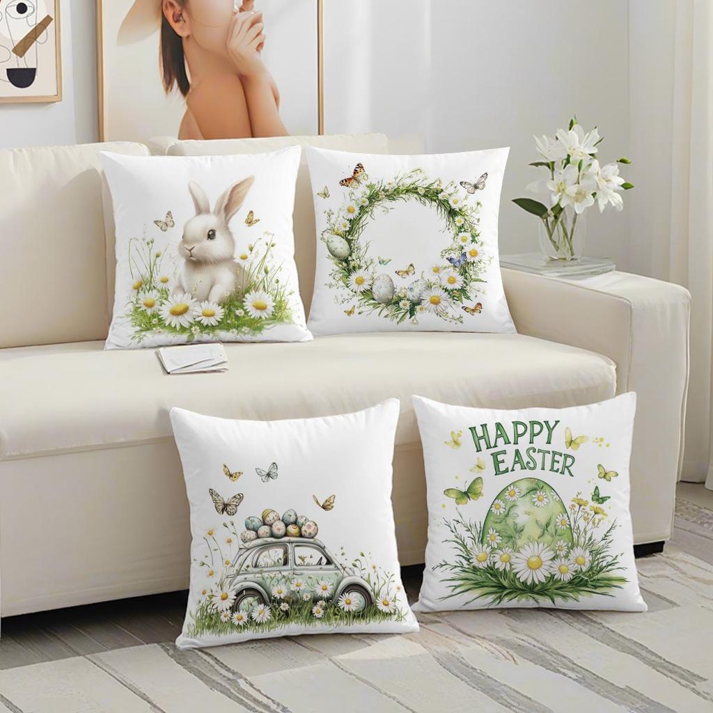 Grenzüberschreitende Osterhase Eier Kissenbezug - Plüschkissen im nordischen Stil für Büro, Auto, Sofa