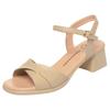 Fashion Comfortable Soft Leather Sandals Platform Shoes 2025 Summer Women's Med Block Heels For Office Mom Work Elegant
