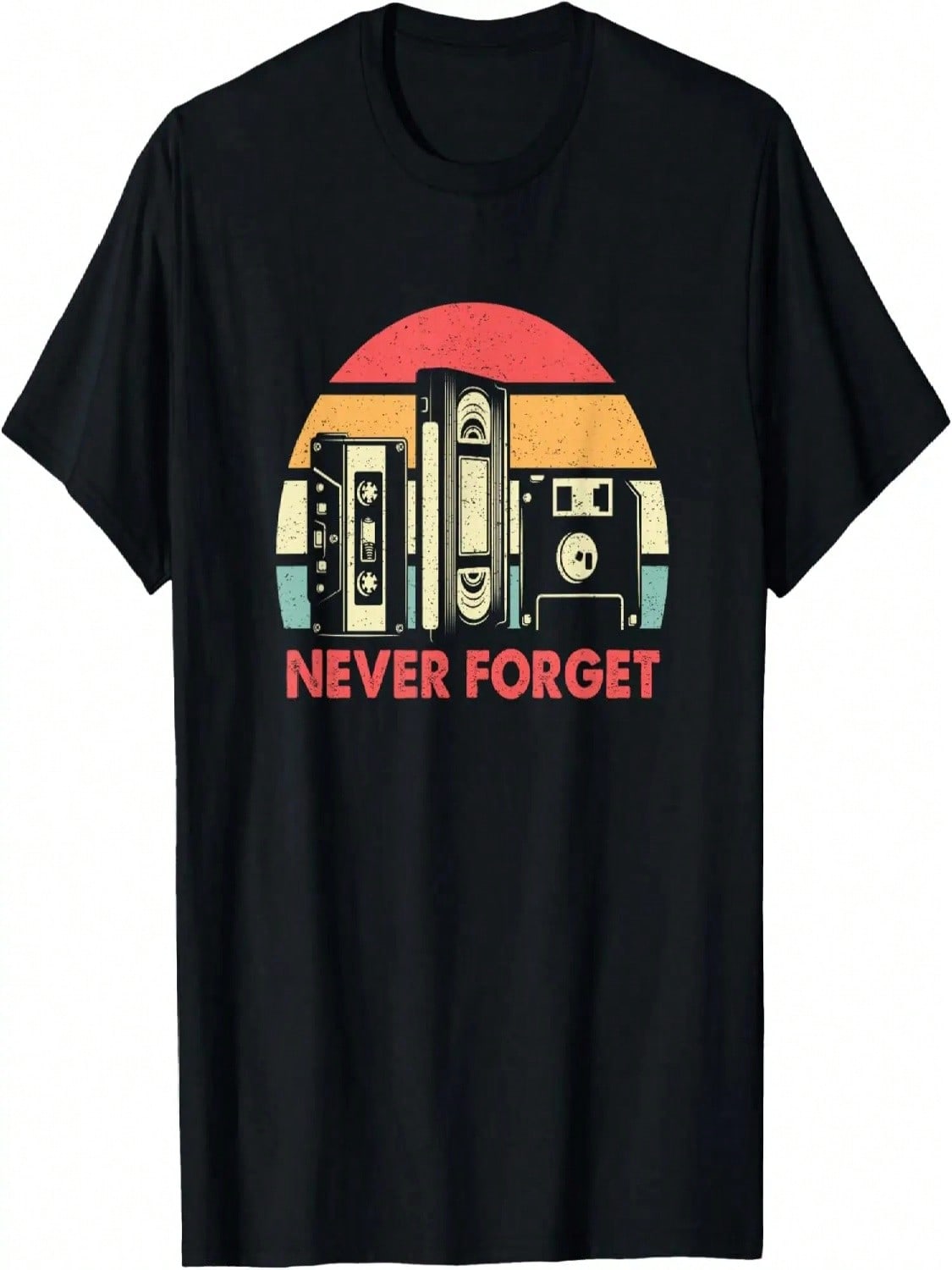 Never Forget T-Shirt Cassette Tape VHS Computer Floppy Disk T-Shirt S разноцветный
