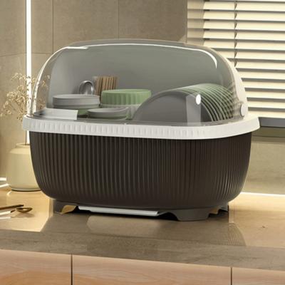 Large Capacity Dish Drainer With Roof Cover Dustproof Multifunctional Dish Storage Rack Plastic Cupboard Kitchen Utensils Rack