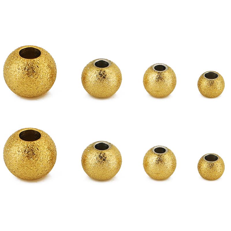 20pcs Frosted Stainless Steel Bracelet Necklace Beads 4 5 6 8 mm Never Fade PVD Large Hole Spacer Beads For DIY Jewelry Making