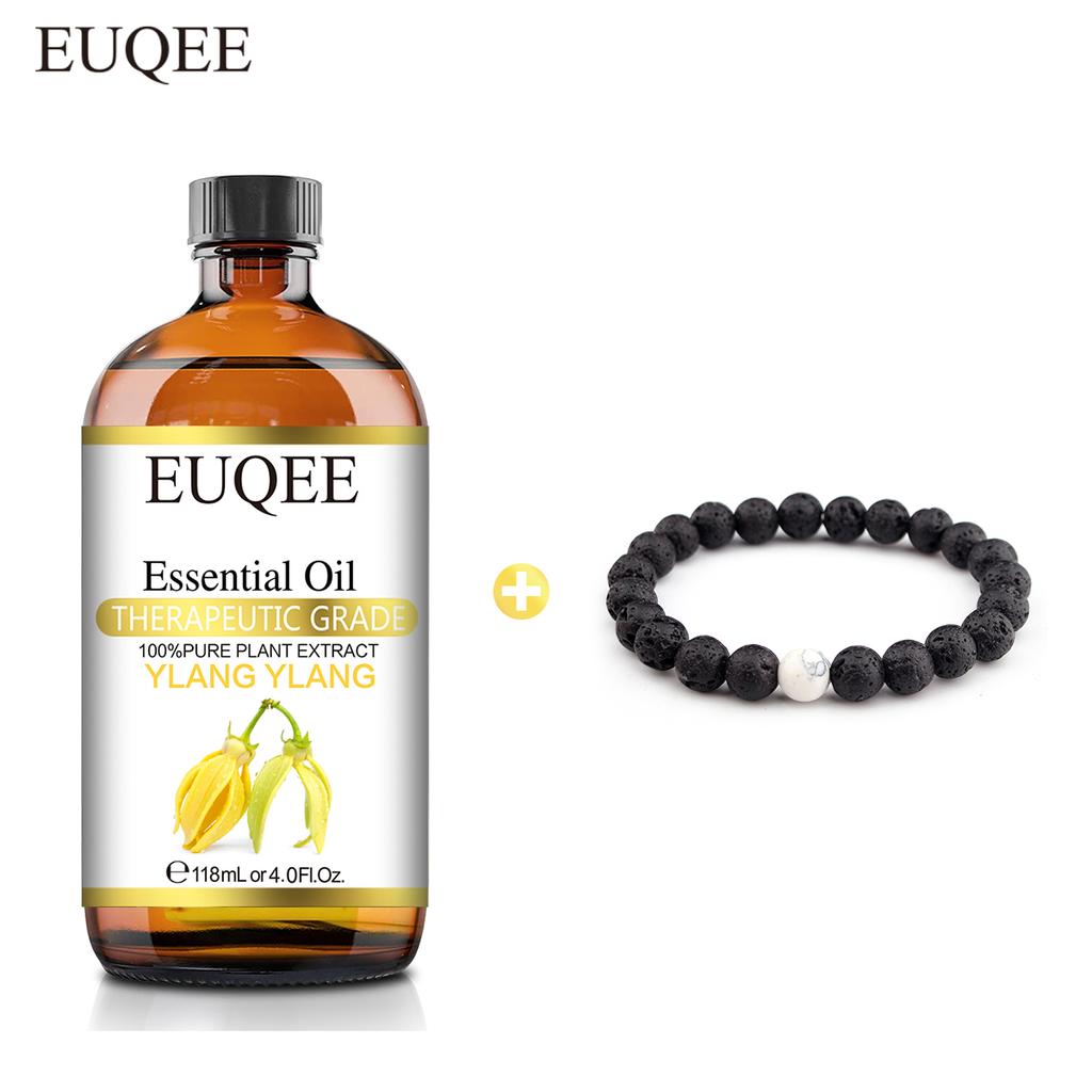 EUQEE 118ML Peppermint Ylang Ylang Bergamot Essential Oils with a Bracelet Aromatherapy Diffuser DIY Perfume Skin and Hair Care