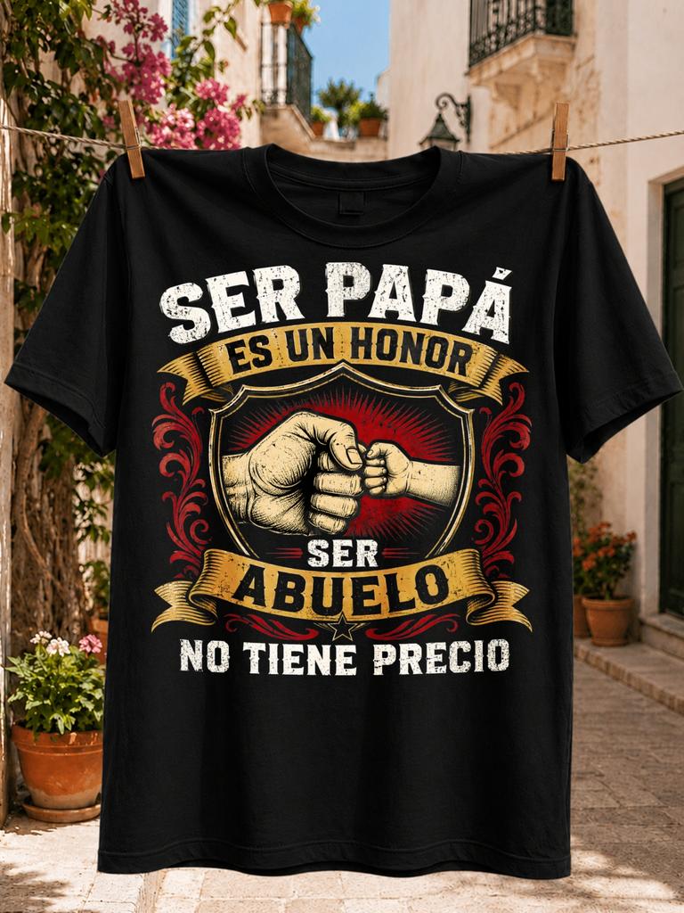 Ser Papa Es Un Honor Ser Abuelo No Tiene Preciospanish Family Quote Fist Bump And Ornate Frame Unisex All Tshirt