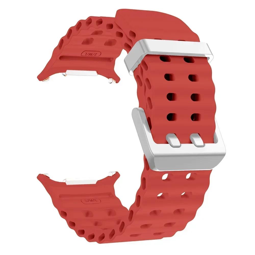 NEW Marine Silicone Strap For Samsung Watch 7 Ultra 47mm Bracelet No Gaps Sport Two-tone Band for Galaxy Ultra Watchband Straps