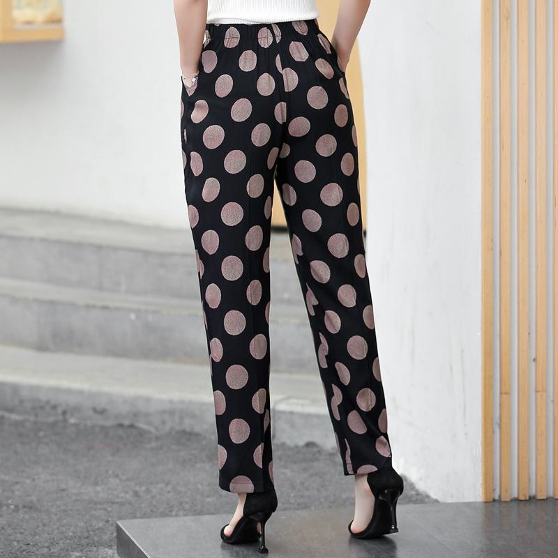 Plus Size Hose mit hoher Taille, Sommer, Vintage-Druck, elastische Taille, klassische gerade Hose für Damen