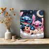 Starry Cloud Lilo, Stitch & Angel New Pearl-Inlaid Frameless Art | Handmade Pearl Craft, Starry Moon Cloud Theme, for Cute Dopamine Decor