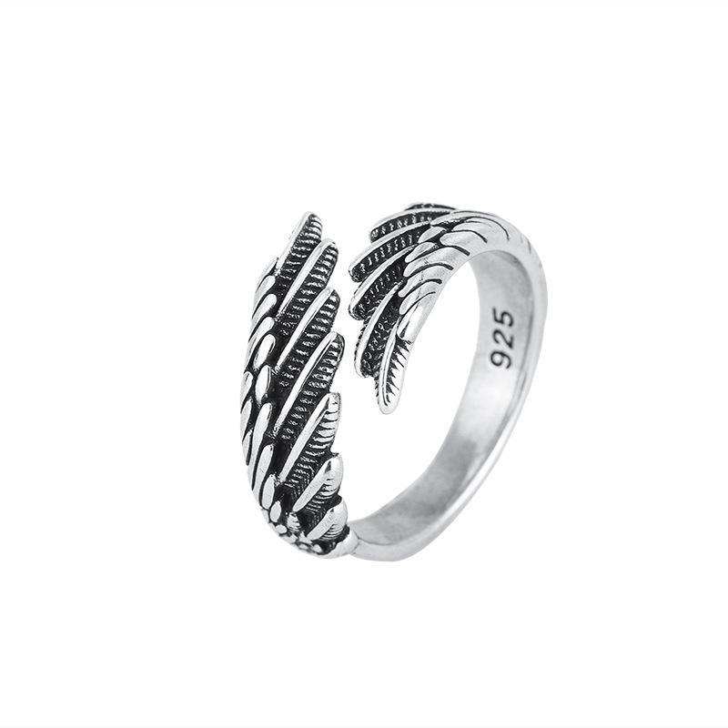 Vintage Feather Ring Distressed Minimalist Fashion Elegant High-End Band