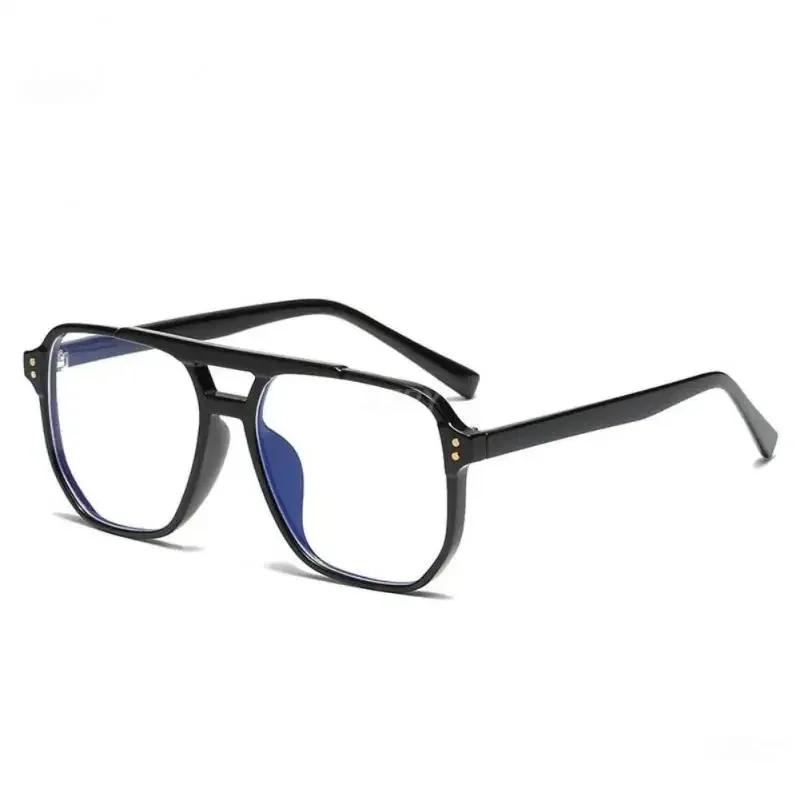 New Mens Retro Square Optical Glasses Frame Anti Blue Light Blocking Eyeglasses Fashion Double Beam Design