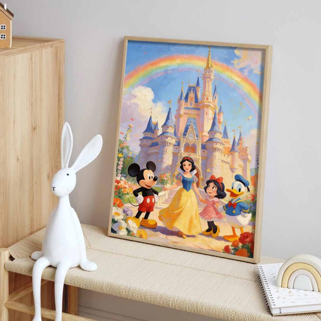 Disney oil painting handmade painting art kit mosaic diy home decoration gift.Mickey Mouse.Snow White.Donald Duck.Castle.Rainbow