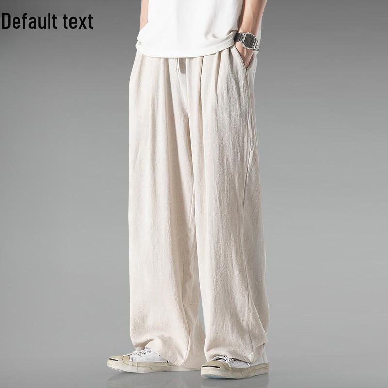 Men's Chinese Style Lightweight Linen Trousers - Summer Plus Size Loose Fit, Wide Leg, Breathable Cotton Casual Pants